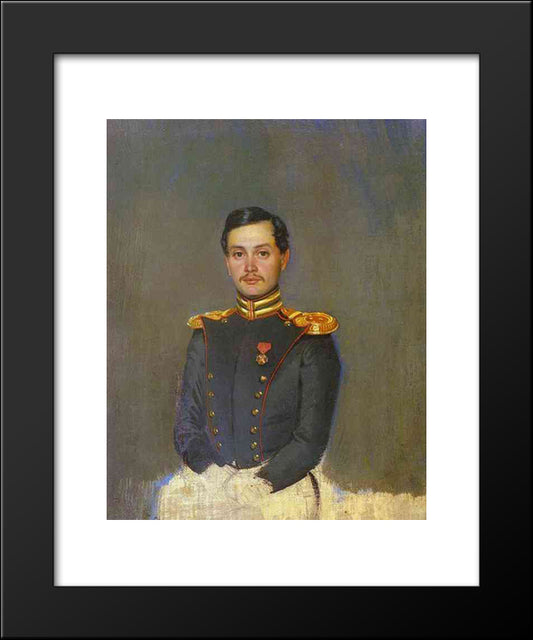 Portrait Of Second Captain Vannovsky 20x24 Black Modern Wood Framed Art Print Poster by Fedotov, Pavel