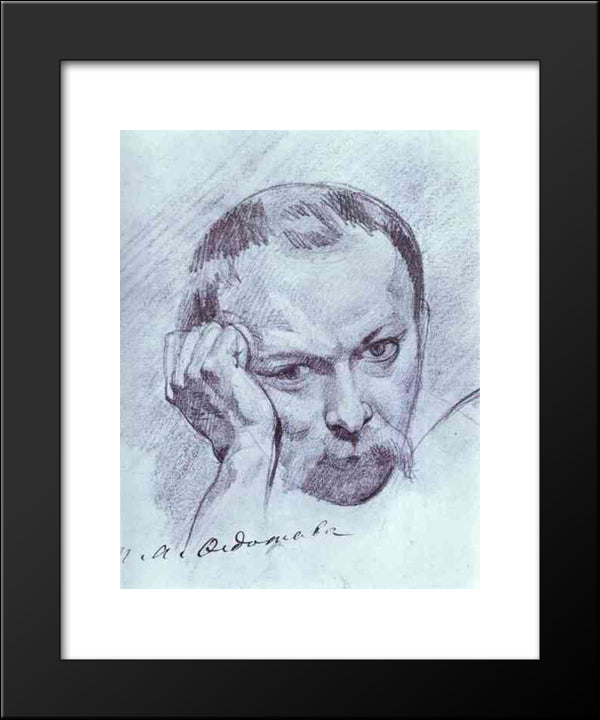Self-Portrait 20x24 Black Modern Wood Framed Art Print Poster by Fedotov, Pavel