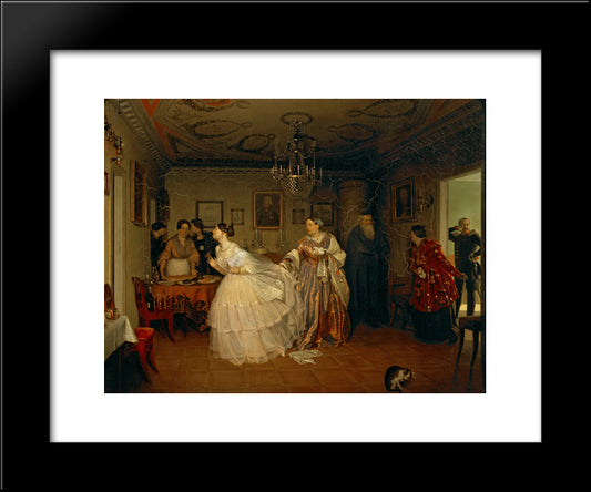 The Major'S Marriage Proposal 20x24 Black Modern Wood Framed Art Print Poster by Fedotov, Pavel