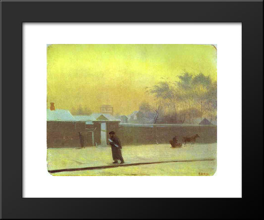 Wintry Street On Vasilievsky Island, St. Petersburg 20x24 Black Modern Wood Framed Art Print Poster by Fedotov, Pavel