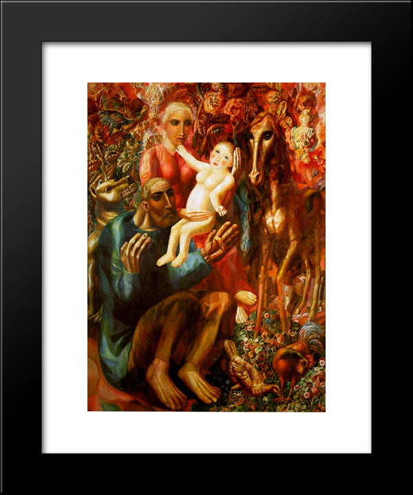 A Peasant Family (The Holy Family) 20x24 Black Modern Wood Framed Art Print Poster by Filonov, Pavel