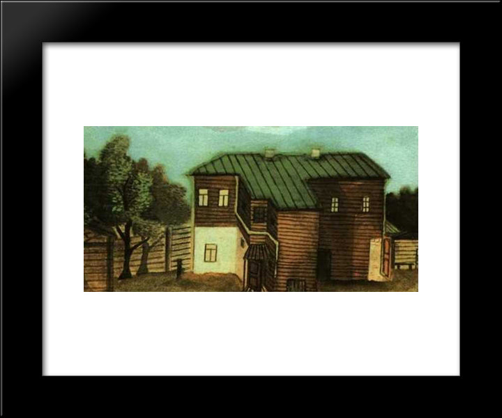 A Small House In Moscow 20x24 Black Modern Wood Framed Art Print Poster by Filonov, Pavel