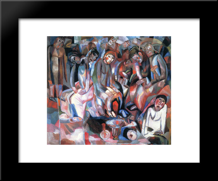 At The Table 20x24 Black Modern Wood Framed Art Print Poster by Filonov, Pavel