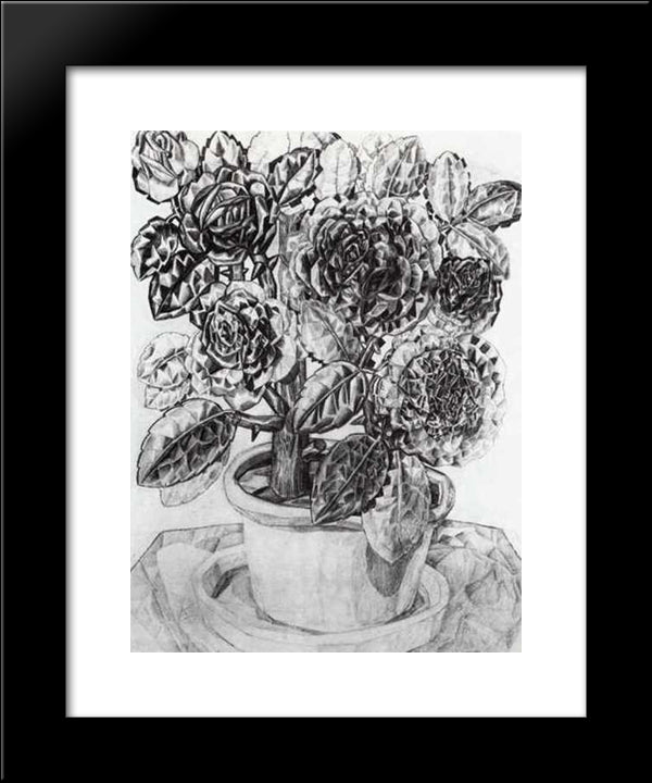 Flowers 20x24 Black Modern Wood Framed Art Print Poster by Filonov, Pavel