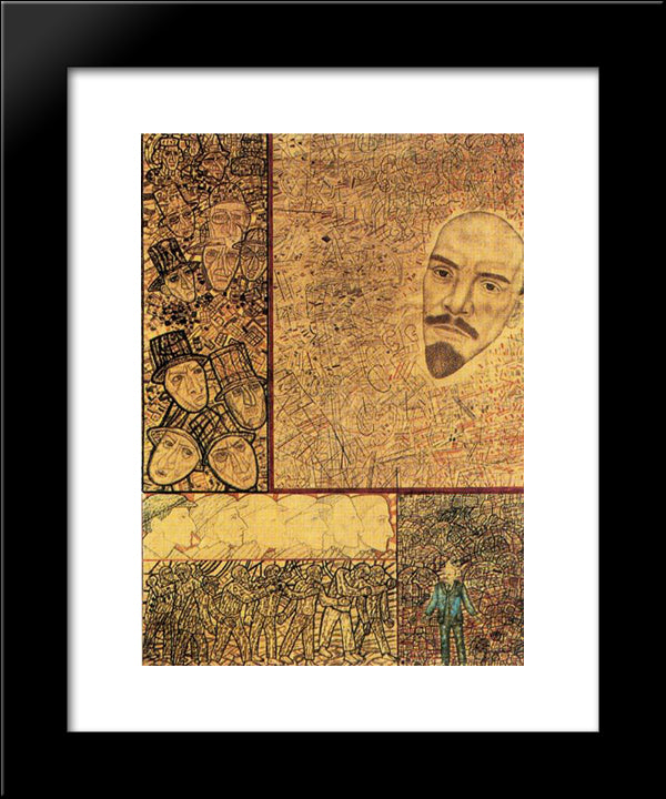 Goelro (Lenin S Plan For The Electrification Of Russia) 20x24 Black Modern Wood Framed Art Print Poster by Filonov, Pavel