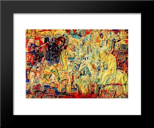 Horsemen 20x24 Black Modern Wood Framed Art Print Poster by Filonov, Pavel