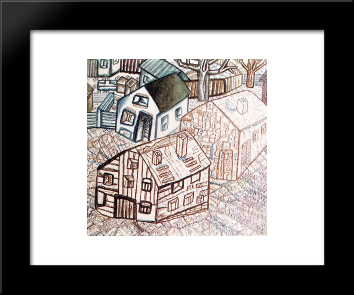 Houses 20x24 Black Modern Wood Framed Art Print Poster by Filonov, Pavel