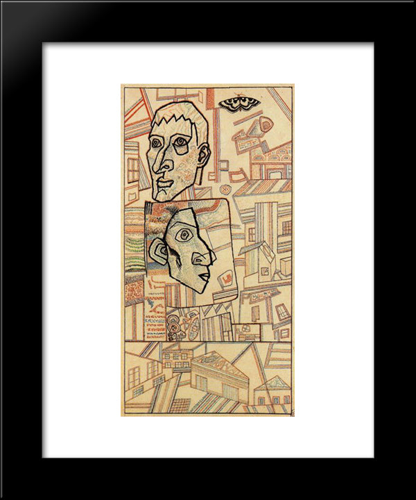 Hunger 20x24 Black Modern Wood Framed Art Print Poster by Filonov, Pavel