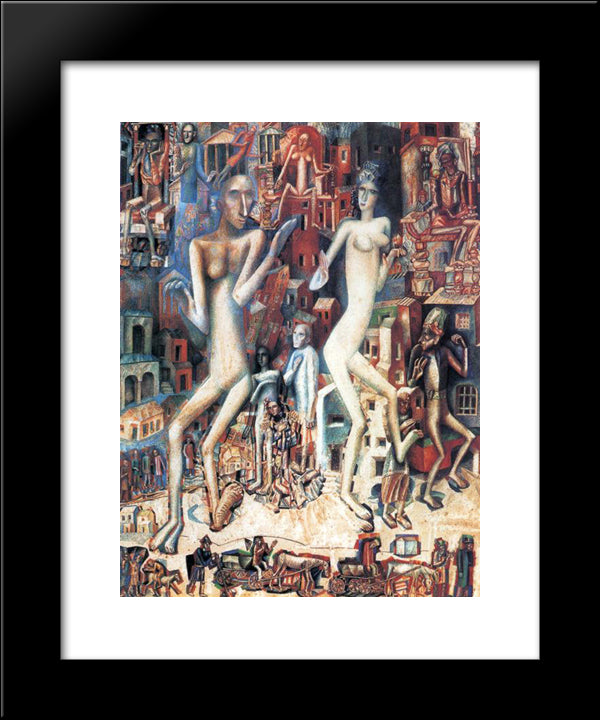 Man And Woman (Adam And Eve) 20x24 Black Modern Wood Framed Art Print Poster by Filonov, Pavel
