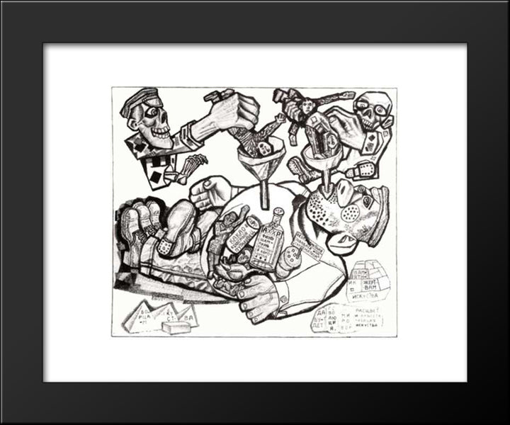 Pedagogics 20x24 Black Modern Wood Framed Art Print Poster by Filonov, Pavel
