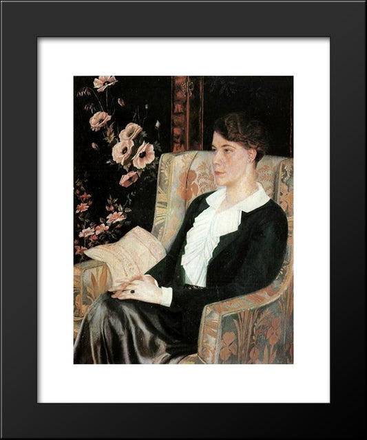 Portrait Of Evdokiya Nikolaevna Glebova, The Artist'S Sister 20x24 Black Modern Wood Framed Art Print Poster by Filonov, Pavel