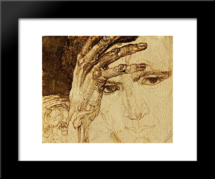 Self-Portrait 20x24 Black Modern Wood Framed Art Print Poster by Filonov, Pavel