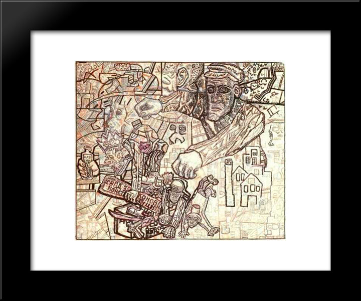 The February Revolution 20x24 Black Modern Wood Framed Art Print Poster by Filonov, Pavel