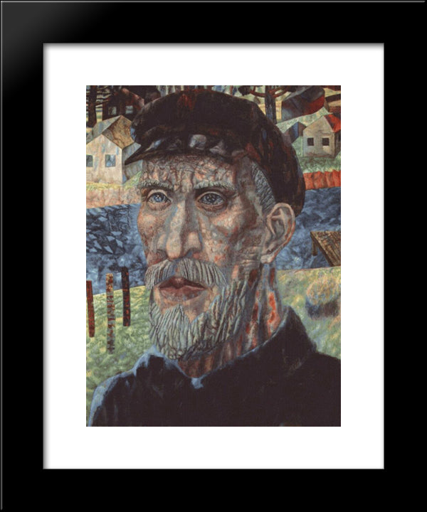 The Kolkhoznik (Member Of A Collective Farm) 20x24 Black Modern Wood Framed Art Print Poster by Filonov, Pavel