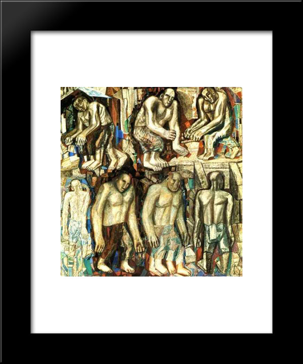 The Workers 20x24 Black Modern Wood Framed Art Print Poster by Filonov, Pavel