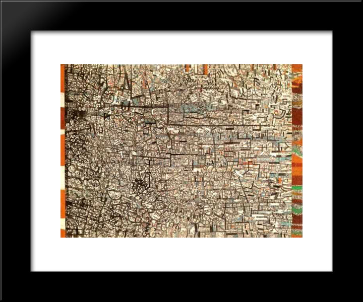 Untitled (Non Objective Composition) 20x24 Black Modern Wood Framed Art Print Poster by Filonov, Pavel