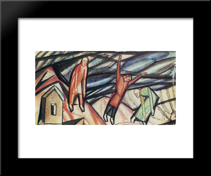 Untitled (Three Figures) 20x24 Black Modern Wood Framed Art Print Poster by Filonov, Pavel