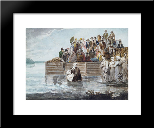 A Philadelphia Anabaptist Immersion During A Storm 20x24 Black Modern Wood Framed Art Print Poster by Svinyin, Pavel