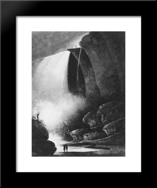 Niagara Falls Table Rock By Moonlight 20x24 Black Modern Wood Framed Art Print Poster by Svinyin, Pavel