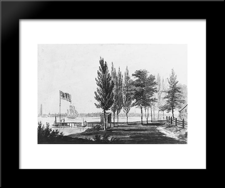 Philadelphia From Across The Delaware River 20x24 Black Modern Wood Framed Art Print Poster by Svinyin, Pavel