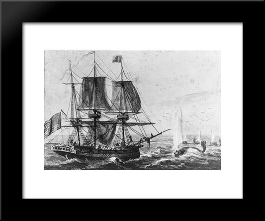 Replenishing The Ship'S Larder With Codfish Off The Newfoundland Coast 20x24 Black Modern Wood Framed Art Print Poster by Svinyin, Pavel