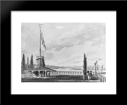 The Traveler'S First View Of New York. The Battery And Flagstaff. 20x24 Black Modern Wood Framed Art Print Poster by Svinyin, Pavel