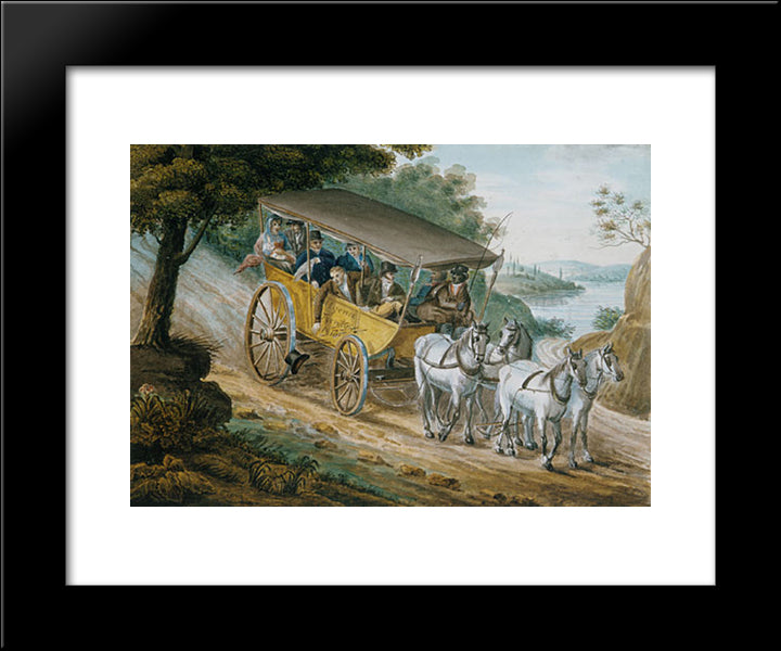 Travel By Stagecoach Near Trenton 20x24 Black Modern Wood Framed Art Print Poster by Svinyin, Pavel