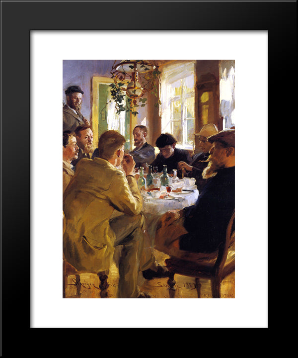 Artists' Luncheon In Skagen 20x24 Black Modern Wood Framed Art Print Poster by Kroyer, Peder Severin