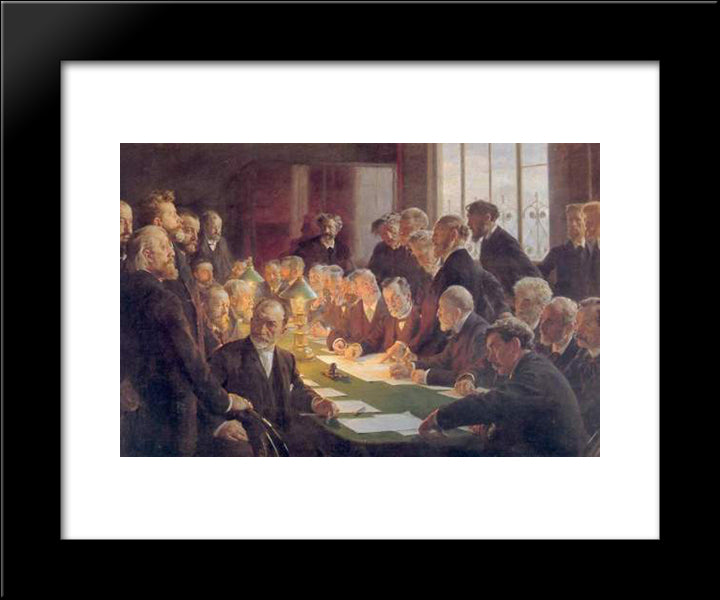 Committee For The French Art Exhibition In Copenhagen 20x24 Black Modern Wood Framed Art Print Poster by Kroyer, Peder Severin