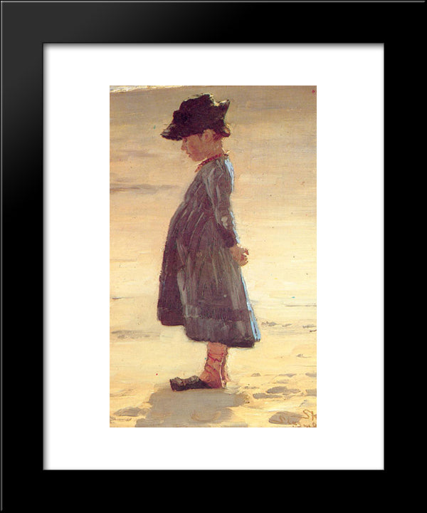 Girl On The Beach 20x24 Black Modern Wood Framed Art Print Poster by Kroyer, Peder Severin