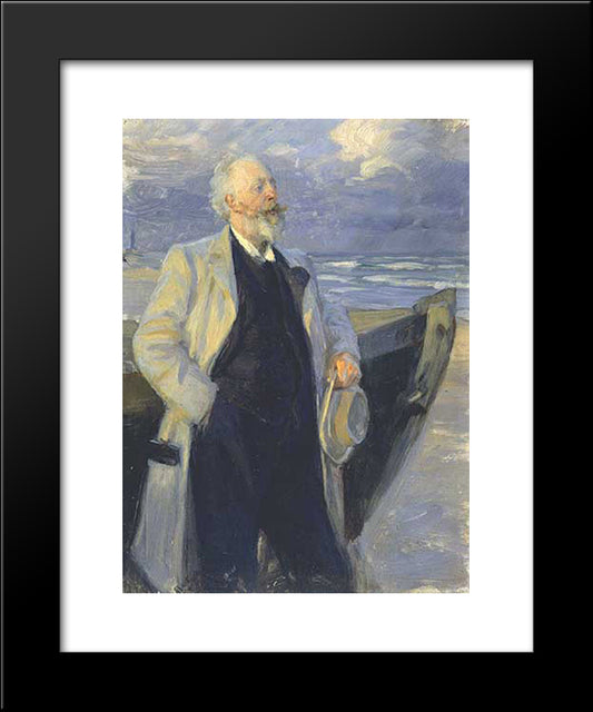 Holger Drachman 20x24 Black Modern Wood Framed Art Print Poster by Kroyer, Peder Severin