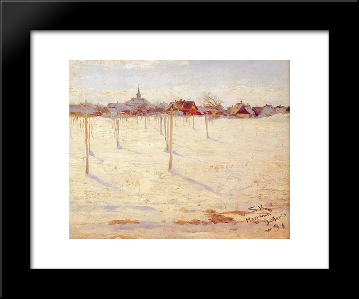 Hornbaek In Winter 20x24 Black Modern Wood Framed Art Print Poster by Kroyer, Peder Severin