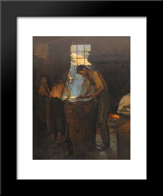 Italian Village Workers Making Hats 20x24 Black Modern Wood Framed Art Print Poster by Kroyer, Peder Severin