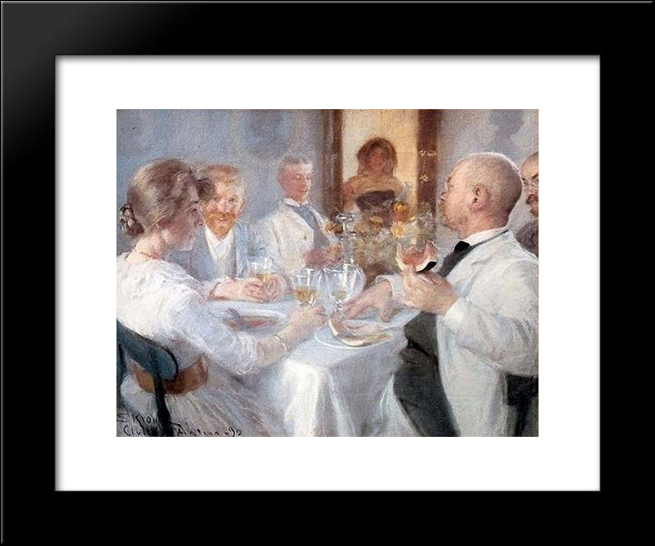 Luncheon At Antino 20x24 Black Modern Wood Framed Art Print Poster by Kroyer, Peder Severin