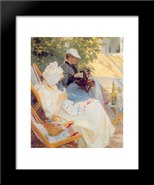 Marie And Her Mother In The Garden 20x24 Black Modern Wood Framed Art Print Poster by Kroyer, Peder Severin