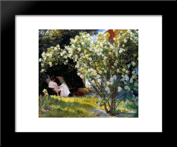 Marie In The Garden (The Roses) 20x24 Black Modern Wood Framed Art Print Poster by Kroyer, Peder Severin