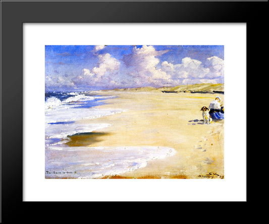 Marie Kroyer Painting On The Beach At Stenbjerg 20x24 Black Modern Wood Framed Art Print Poster by Kroyer, Peder Severin