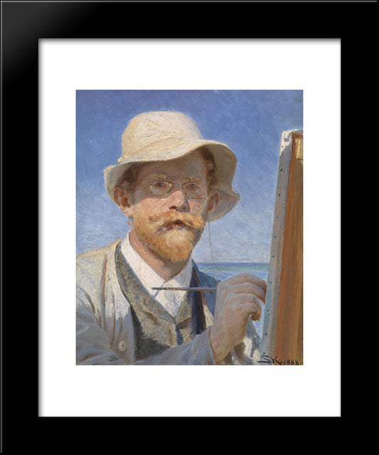 Self-Portrait 20x24 Black Modern Wood Framed Art Print Poster by Kroyer, Peder Severin