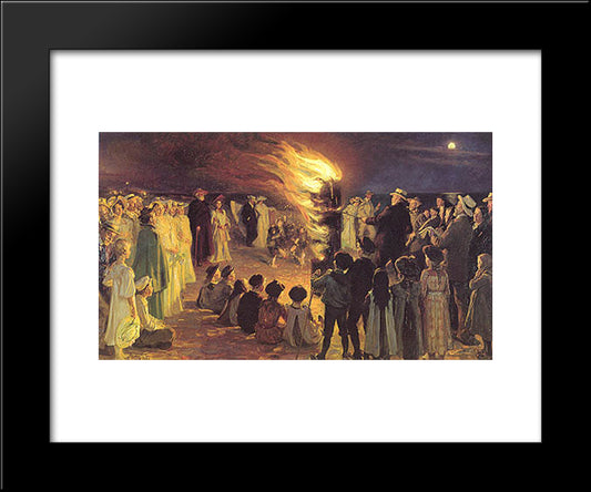 St John'S Eve Bonfire On Skagen'S Beach 20x24 Black Modern Wood Framed Art Print Poster by Kroyer, Peder Severin