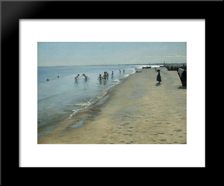 Summer Day On Skagen'S Southern Beach 20x24 Black Modern Wood Framed Art Print Poster by Kroyer, Peder Severin