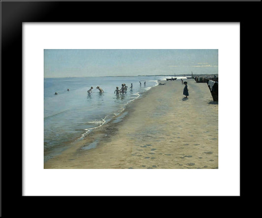 Summer Day On Skagen'S Southern Beach 20x24 Black Modern Wood Framed Art Print Poster by Kroyer, Peder Severin