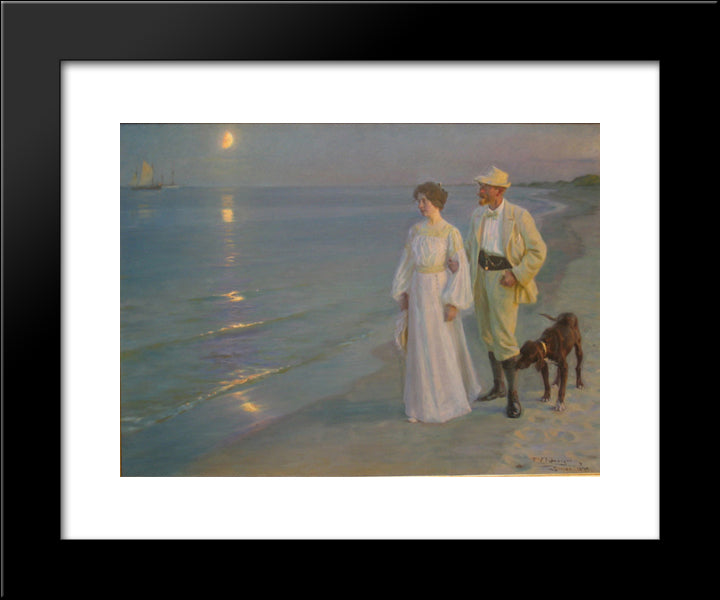 Summer Evening On Skagen'S Beach 20x24 Black Modern Wood Framed Art Print Poster by Kroyer, Peder Severin