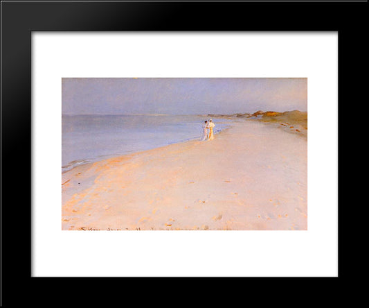 Summer Evening On The Beach 20x24 Black Modern Wood Framed Art Print Poster by Kroyer, Peder Severin