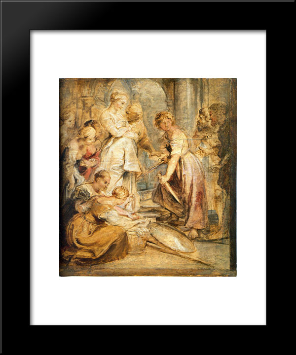 Achilles And The Daughters Of Lykomedes 20x24 Black Modern Wood Framed Art Print Poster by Rubens, Peter Paul