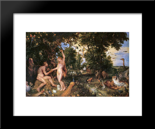 Adam And Eve In Worthy Paradise 20x24 Black Modern Wood Framed Art Print Poster by Rubens, Peter Paul