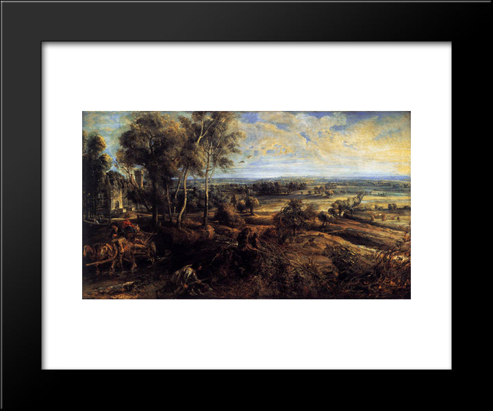 Autumn Landscape With A View Of Het Steen 20x24 Black Modern Wood Framed Art Print Poster by Rubens, Peter Paul