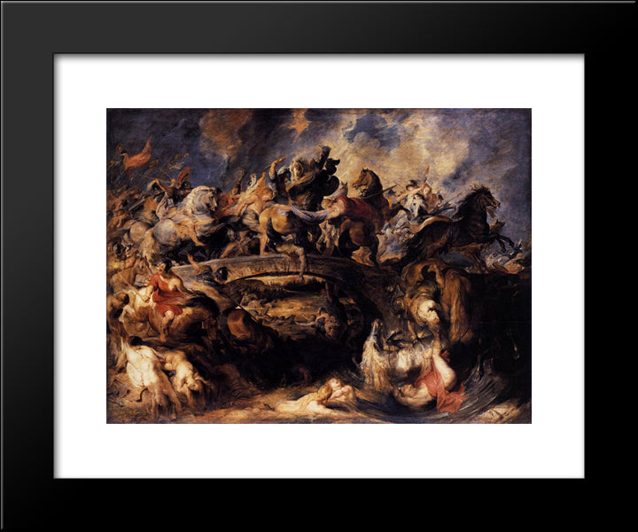 Battle Of The Amazons 20x24 Black Modern Wood Framed Art Print Poster by Rubens, Peter Paul