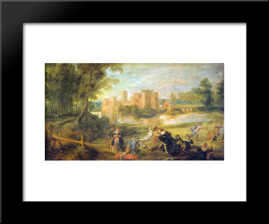 Castle Garden 20x24 Black Modern Wood Framed Art Print Poster by Rubens, Peter Paul
