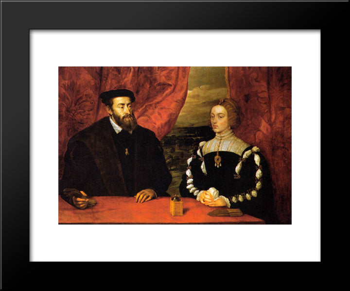 Charles V And The Empress Isabella 20x24 Black Modern Wood Framed Art Print Poster by Rubens, Peter Paul