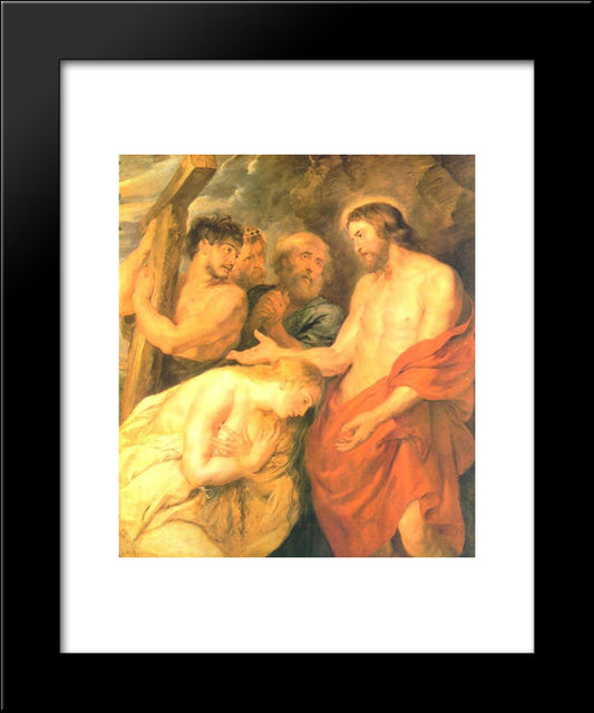 Christ And Mary Magdalene 20x24 Black Modern Wood Framed Art Print Poster by Rubens, Peter Paul